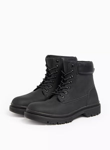 Tu Black Lace-Up Worker Mens Boots