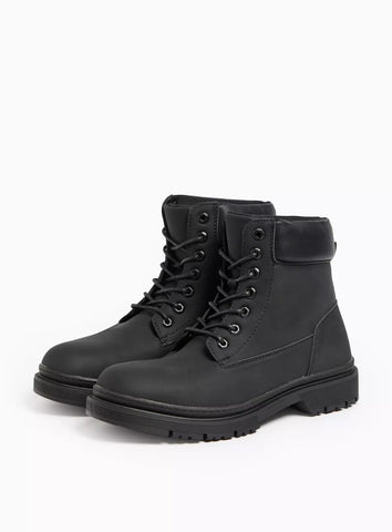 Tu Black Lace-Up Worker Mens Boots