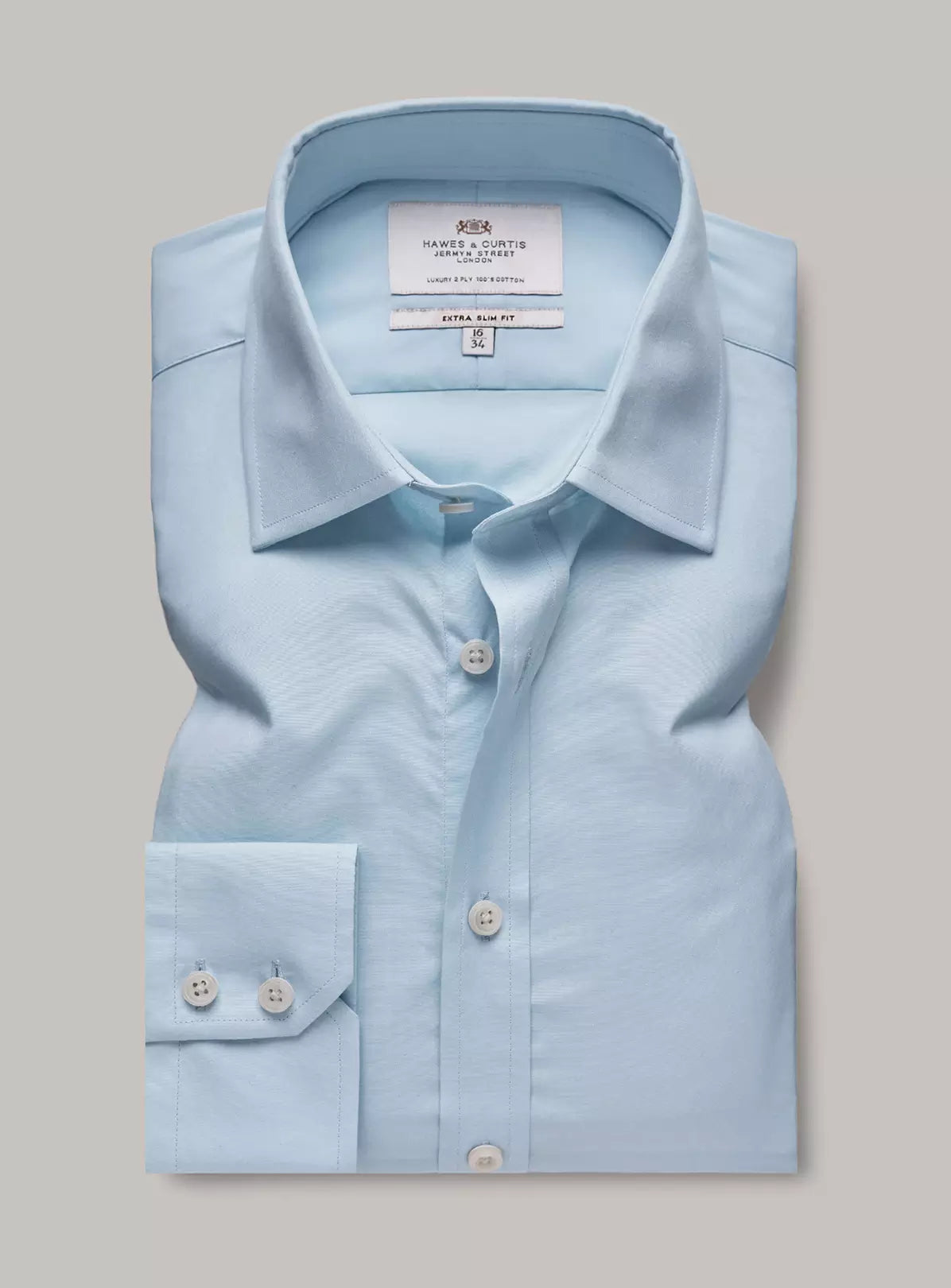Hawes & Curtis Blue Poplin Extra Slim Mens Shirt