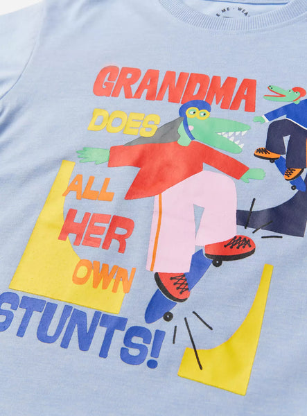 Tu Blue Grandma Print Long Sleeve Younger Boys T-Shirt