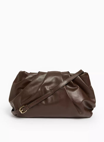 Tu Brown Faux Leather Ruched Detail Womens Clutch Bag