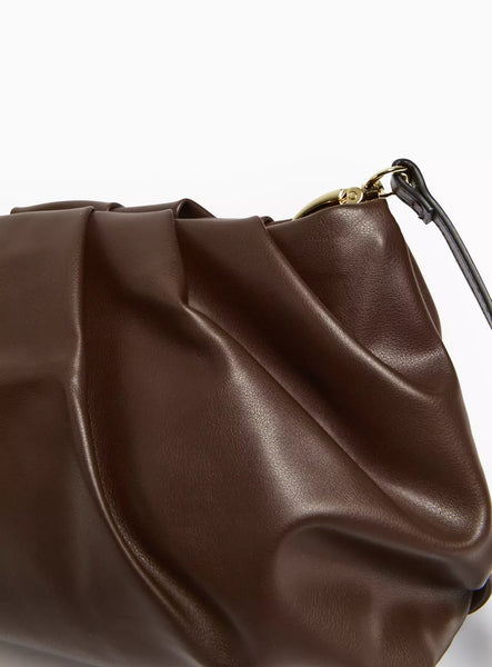 Tu Brown Faux Leather Ruched Detail Womens Clutch Bag