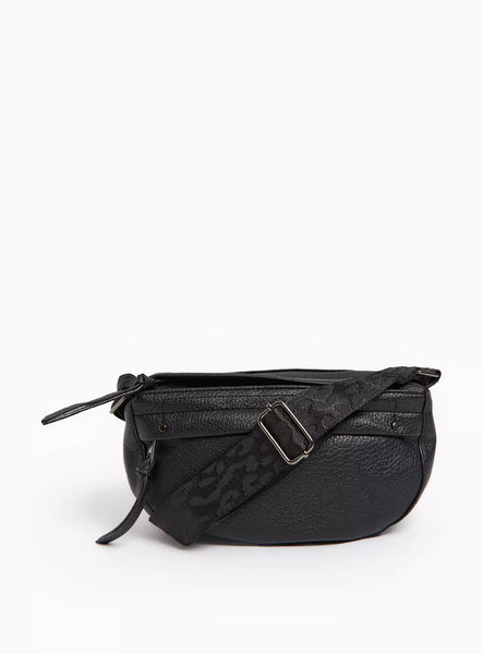 Tu Black Faux Leather Half Moon Camera Womens Bag