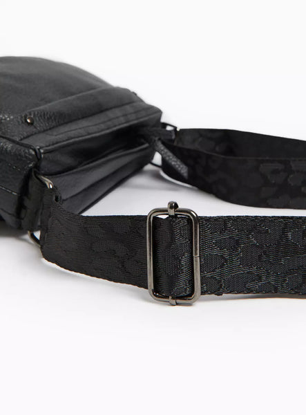 Tu Black Faux Leather Half Moon Camera Womens Bag