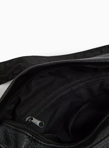 Tu Black Faux Leather Half Moon Camera Womens Bag