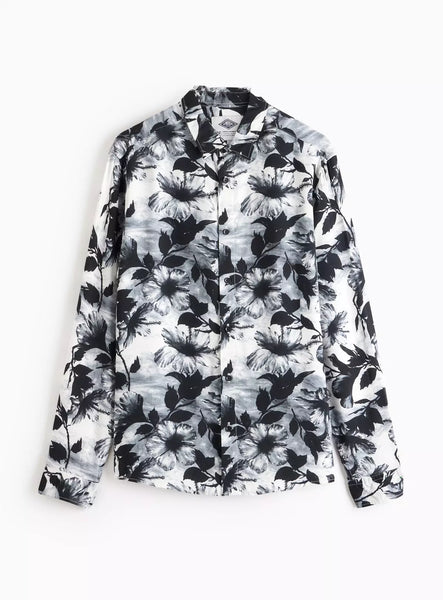Union Works Monochrome Floral Printed Mens Shirt