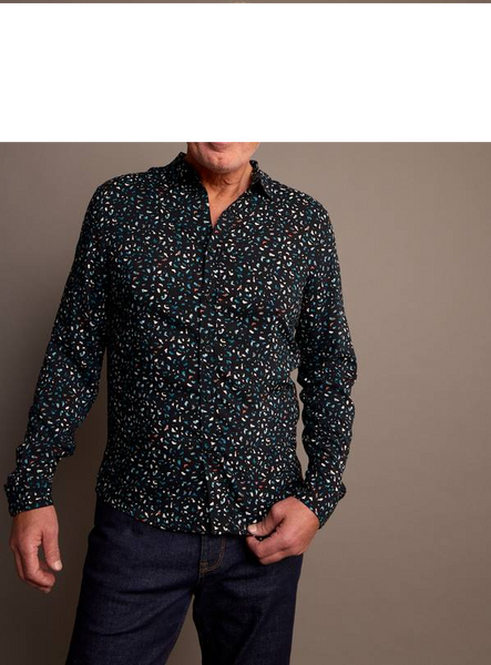 Union Works Black Leopard Printed Mens Shirt