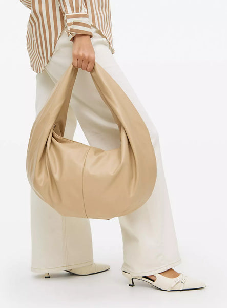 Tu Beige Faux Leather Slouch Half Moon Womens Bag