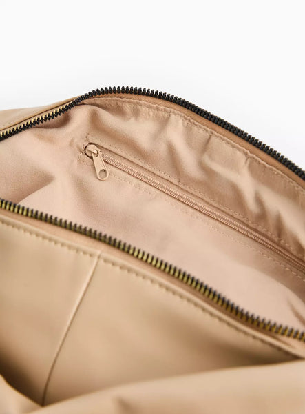 Tu Beige Faux Leather Slouch Half Moon Womens Bag