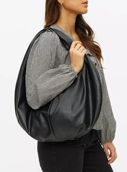 Tu Black Faux Leather Slouch Half Moon Womens Bag