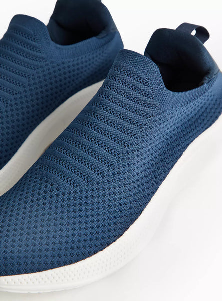 Tu Navy Knitted Mens Slip On Trainers