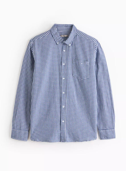 Tu Navy Gingham Oxford Long Sleeve Mens Shirt