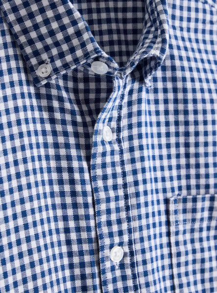 Tu Navy Gingham Oxford Long Sleeve Mens Shirt