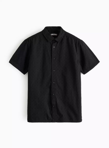 Tu Black Short Sleeve Broderie Mens Shirt