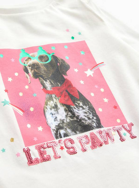 Tu Dog Print Long Sleeve T-Shirt & Pink Leggings Younger Girls Set