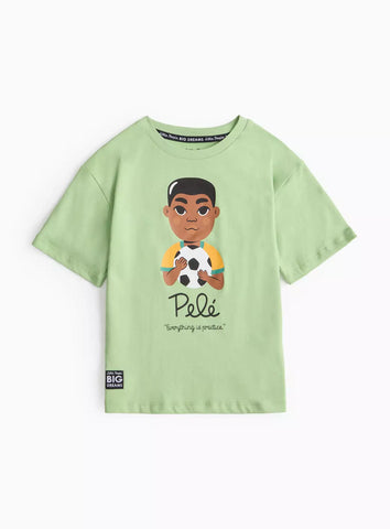 Tu Pelé Green Character Print Younger Boys T-Shirt