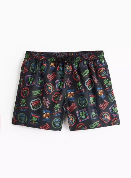 Tu  Black Bora Bora Print Mens Swim Shorts