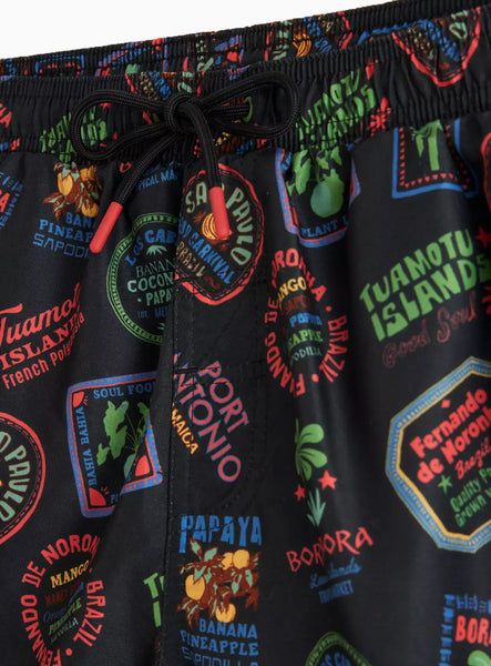 Tu  Black Bora Bora Print Mens Swim Shorts