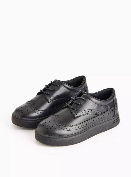 Tu Black Faux Leather Brogue Boys School Shoes