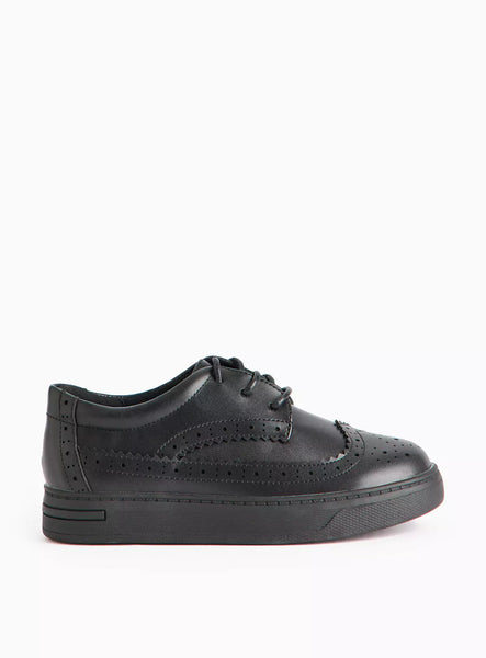Tu Black Faux Leather Brogue Boys School Shoes