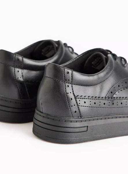 Tu Black Faux Leather Brogue Boys School Shoes
