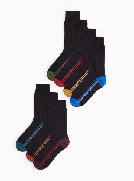 Tu 7 Pairs Black Mens Socks