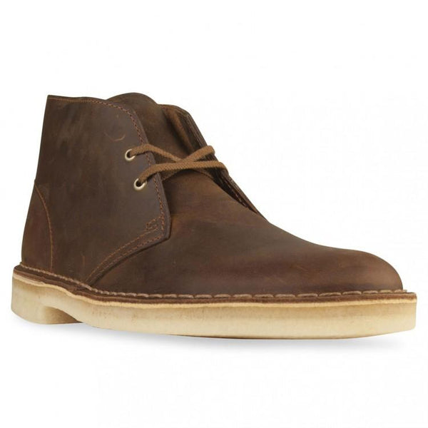 Clarks Boys Brown Beeswax Leather Desert Boots