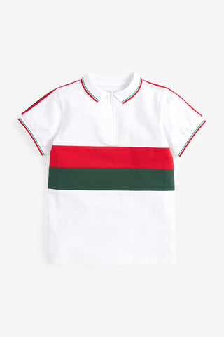 Next White Colourblock Older Boys Polo Shirt - Stockpoint Apparel Outlet