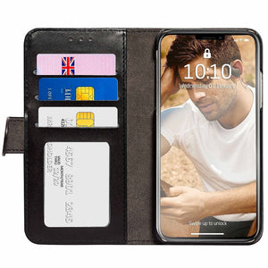 Groov-e Folio Wallet Case Black Faux Leather Wallet Case with Kickstand - Samsung S9 - Stockpoint Apparel Outlet