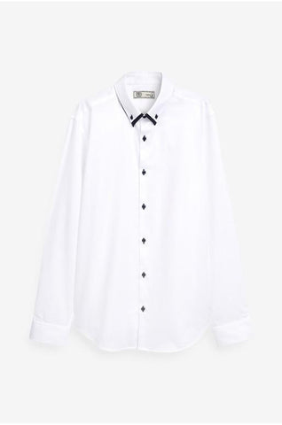 Next White Textured Mens Shirt - Stockpoint Apparel Outlet