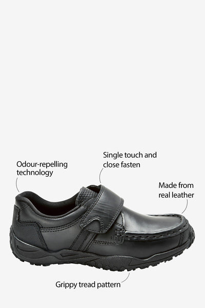 Next Black Leather Single Strap Older Boys School Shoes - Stockpoint Apparel Outlet