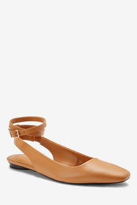 Next Camel Ankle Wrap Square Toe Womens Shoes - Stockpoint Apparel Outlet