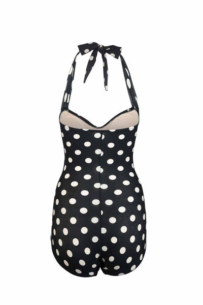Forluna Black and White Polka Dot Swimsuit - Stockpoint Apparel Outlet