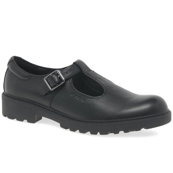 Geox J Casey Leather T-Bar Girls School Shoes - Stockpoint Apparel Outlet