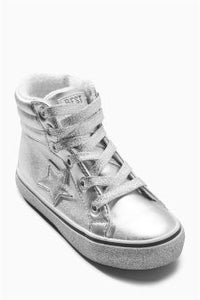 Next Silver Shine Star Younger Girls Hi-Top - Stockpoint Apparel Outlet