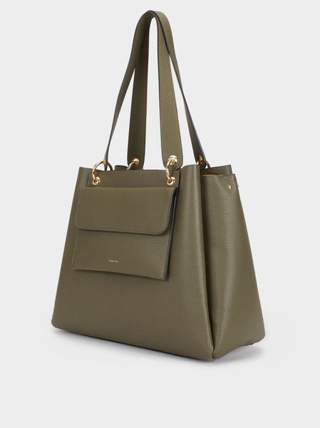 Parfois Womens 2-in-1 Khaki Tote Bag With Removable Outer Pocket - Stockpoint Apparel Outlet