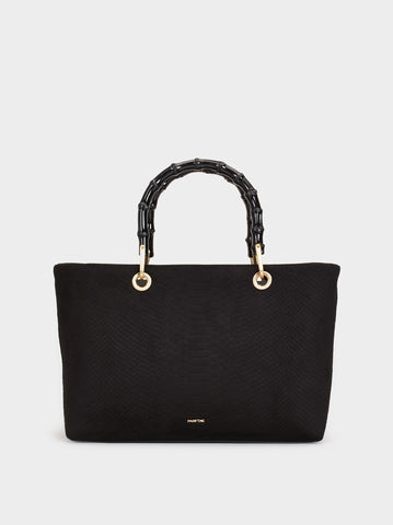 Parfois Black With Bamboo Handle Womens Tote Bag - Stockpoint Apparel Outlet