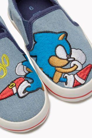 Next Older Boys Chambray Sonic The Hedgehog Slip-Ons - Stockpoint Apparel Outlet