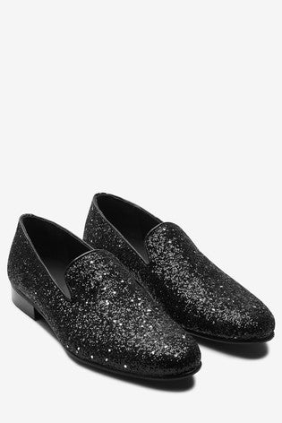 Next Black Glitter Party Mens Loafers - Stockpoint Apparel Outlet