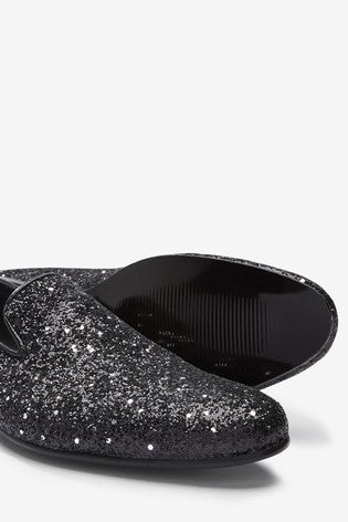 Next Black Glitter Party Mens Loafers - Stockpoint Apparel Outlet
