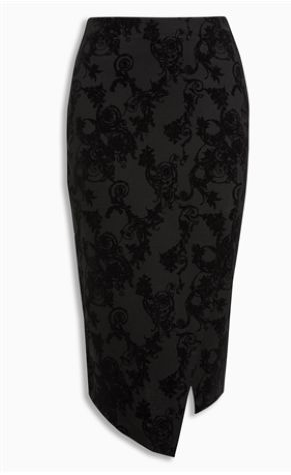 Next Womens Black Flock Pencil Skirt - Stockpoint Apparel Outlet