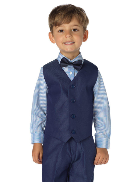 Shinny Penny Boys Blue Page Boy Outfit with Stripe Shirt - 4 Piece - Stockpoint Apparel Outlet