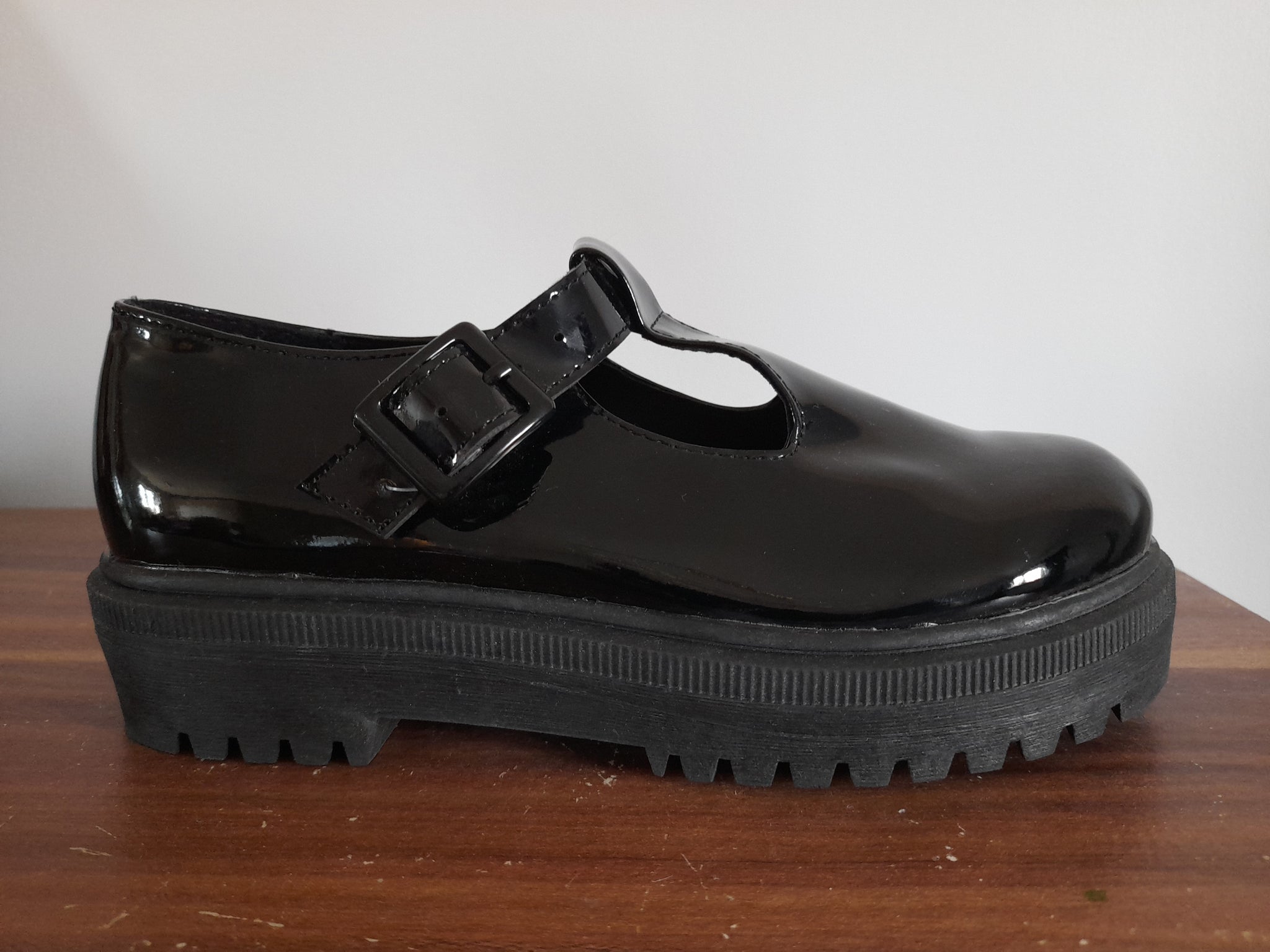 F&F Black Patent Chunky Girls School Shoes - Stockpoint Apparel Outlet