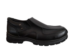 M&S Black Leather Slip-on Boys School Shoes - Stockpoint Apparel Outlet