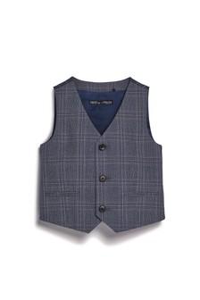 Next Navy Check Baby Boys Waistcoat  