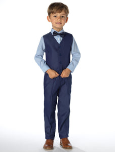 Shinny Penny Boys Blue Page Boy Outfit with Stripe Shirt - 4 Piece - Stockpoint Apparel Outlet