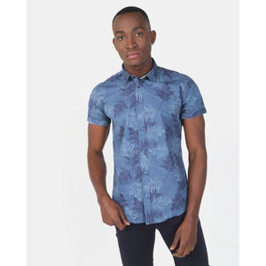 Smith & Jones Ensign Blue Audley Floral Short Sleeve Mens Shirt - Stockpoint Apparel Outlet
