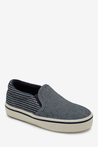Next Navy Chambray Slip-On Younger Boys Shoes - Stockpoint Apparel Outlet