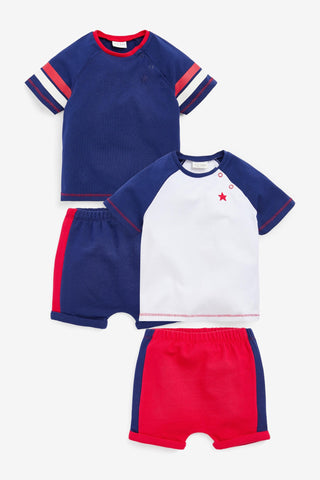 Next 4 Piece Organic Cotton Lion T-Shirts And Shorts Baby Boys Set - Stockpoint Apparel Outlet