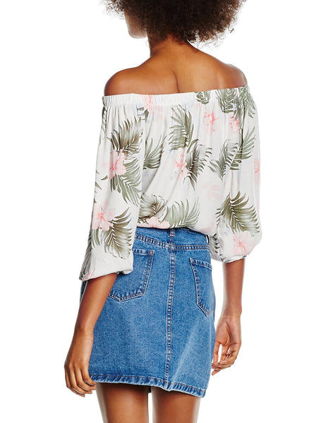 New Look Heidi Tropical Button Through Short Sleeve Top - Stockpoint Apparel Outlet